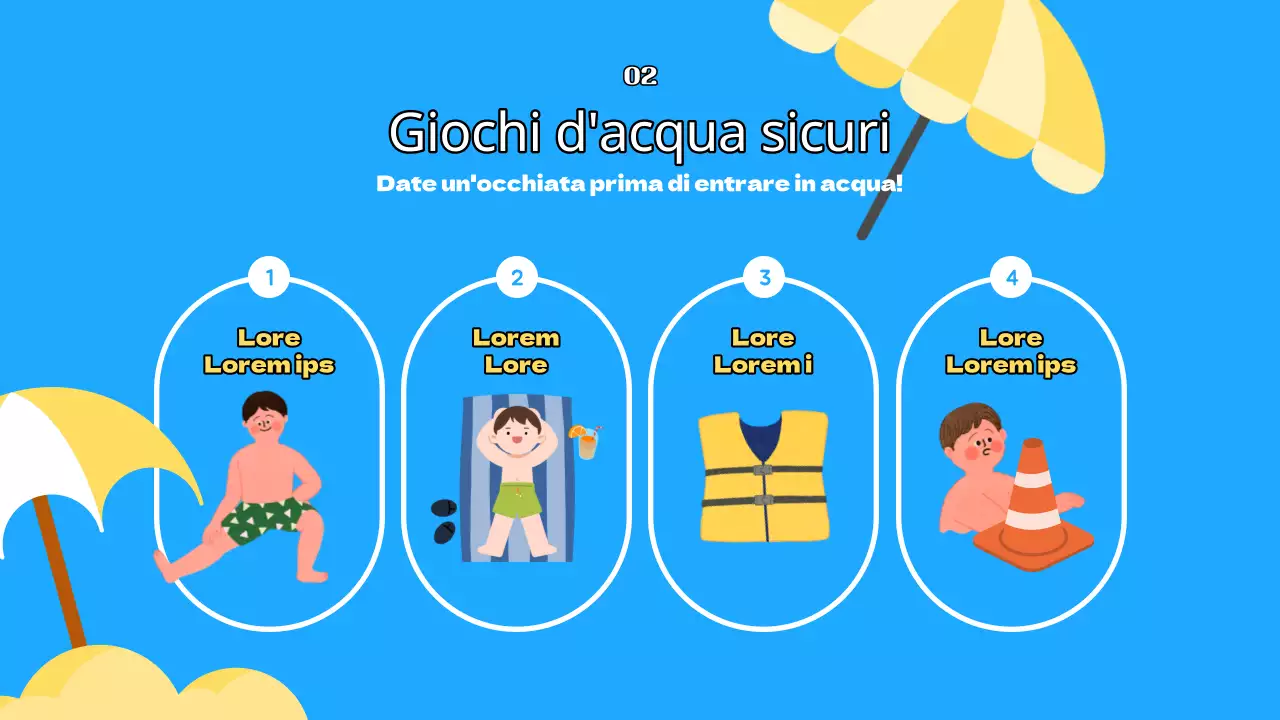 Risorse didattiche blu e gialle in stile scuola estiva