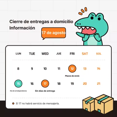 Kitschy anuncios de cierre de mensajería en naranja y blanco