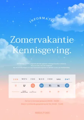 Een kleurrijk en mooi concept vakantiebericht in blauw en roze