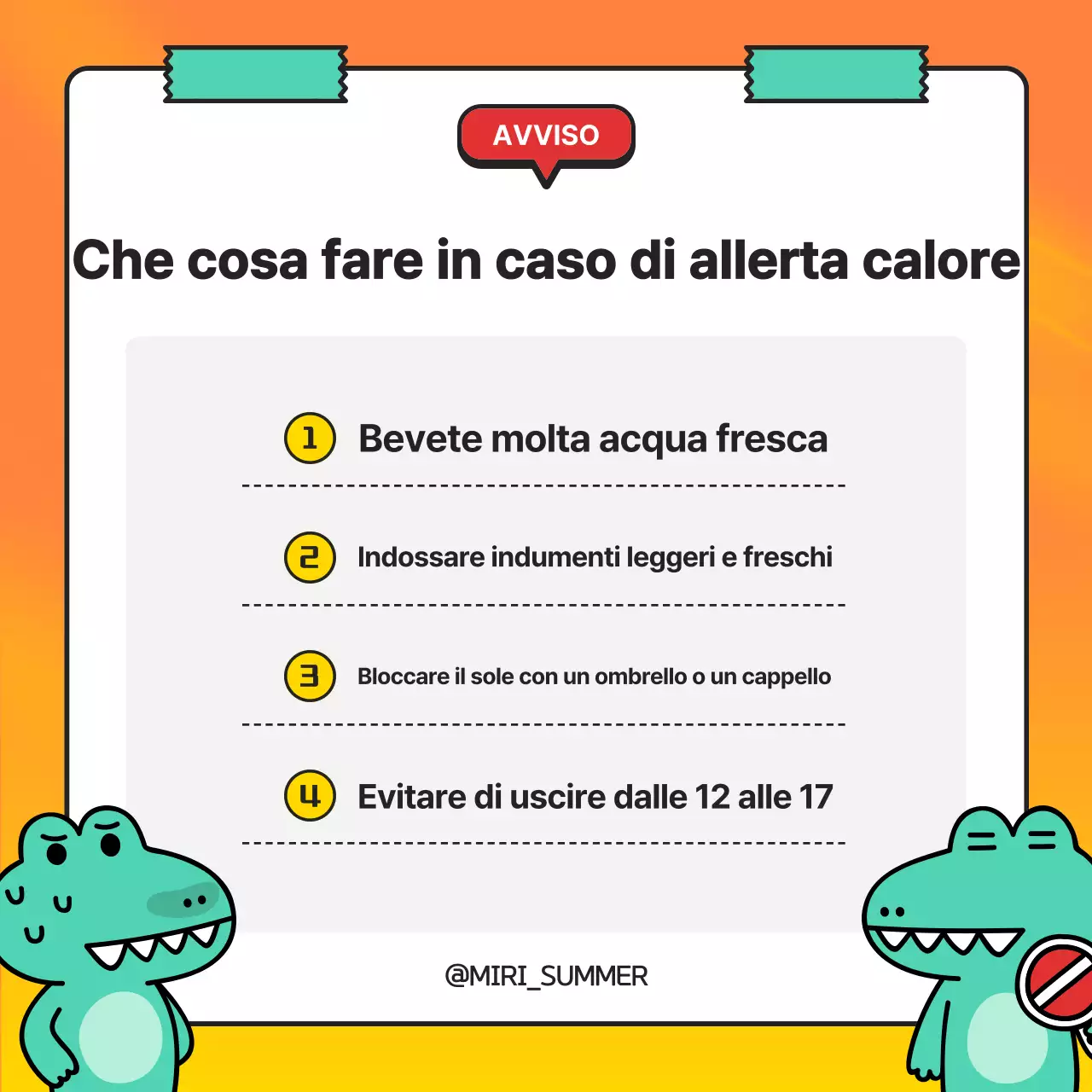 Un'allerta kitsch per l'ondata di calore in giallo e bianco