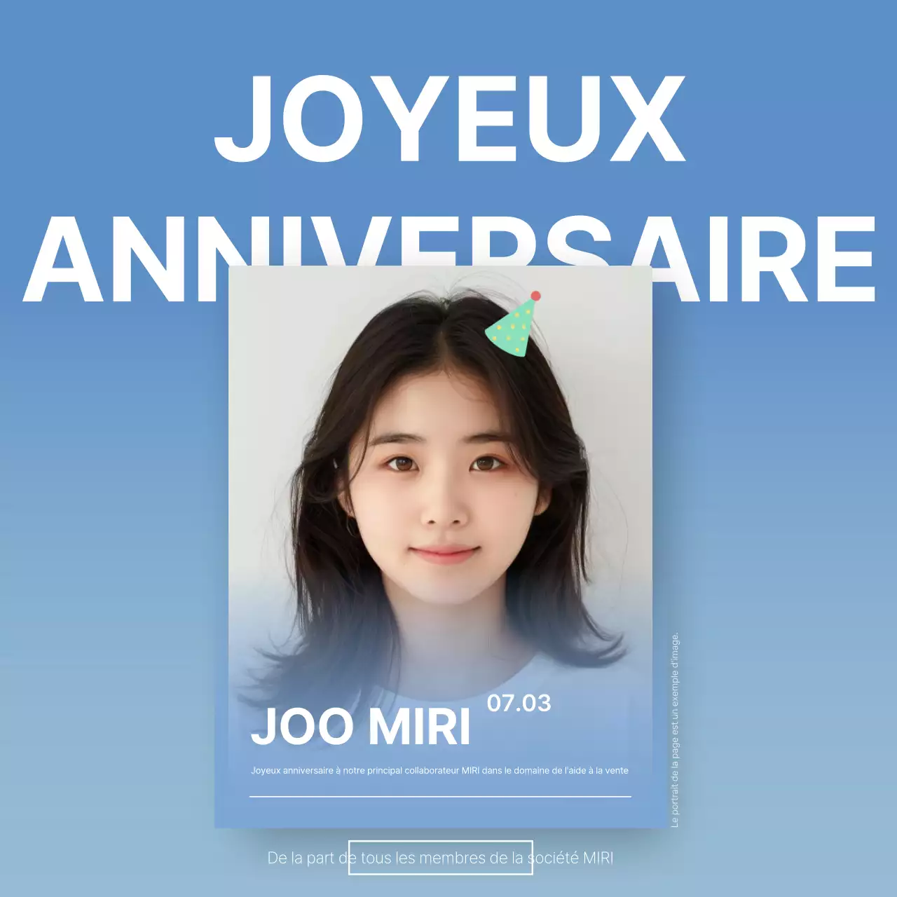 Pop-up tendance pour l'anniversaire d'un employé en bleu clair et blanc