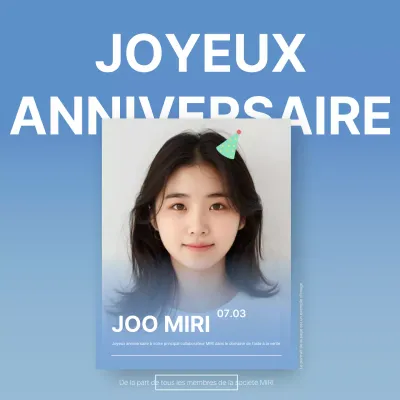Pop-up tendance pour l'anniversaire d'un employé en bleu clair et blanc