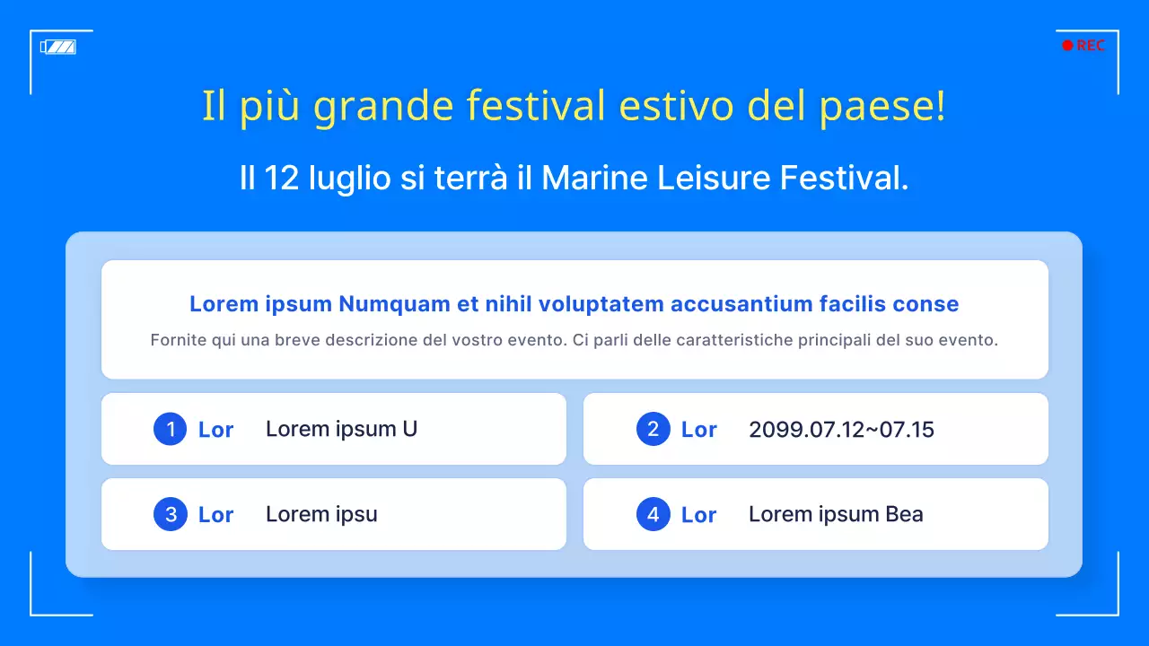 Promozione di un semplice festival del tempo libero marino blu e giallo