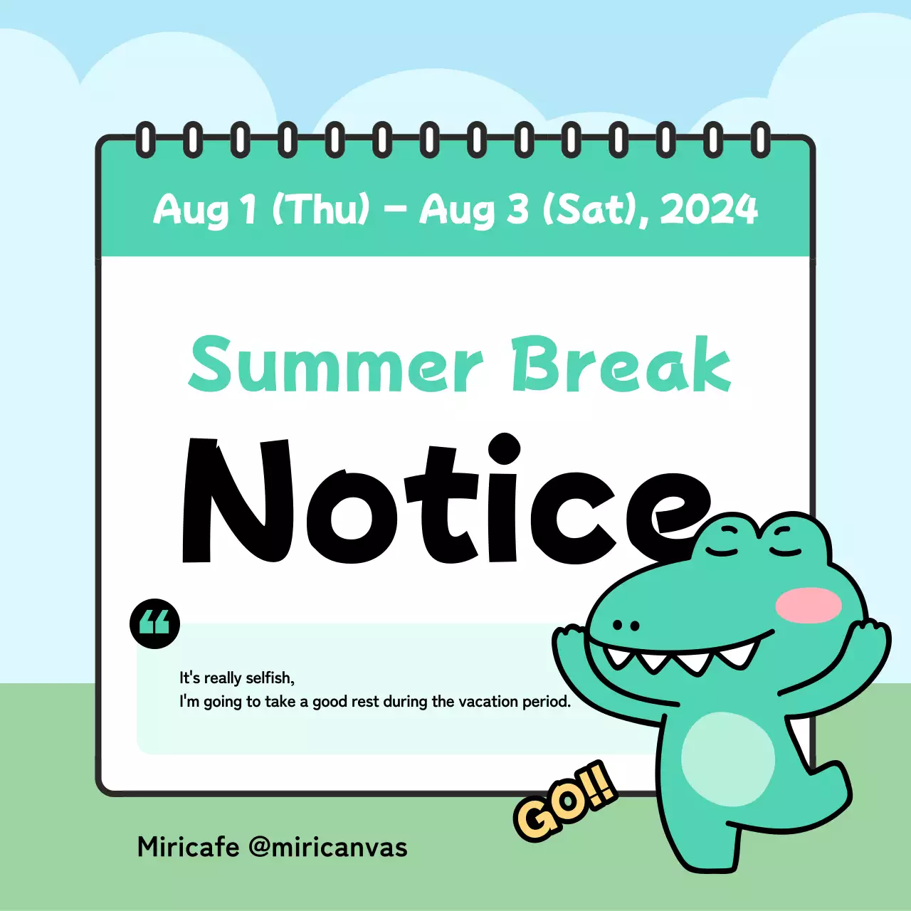 Bài đăng trên mạng xã hội thông báo mùa hè đơn giản của Mint