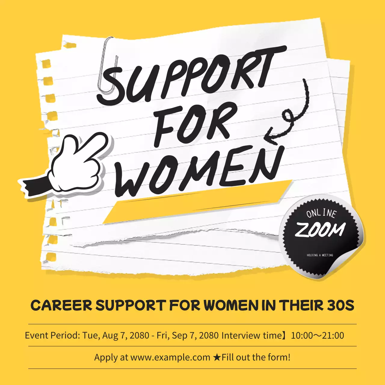 Bài đăng trên mạng xã hội về chương trình khuyến mãi nghề nghiệp thời thượng màu vàng