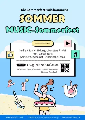 Blaue und hellblaue Pop-Sommerfest-PR