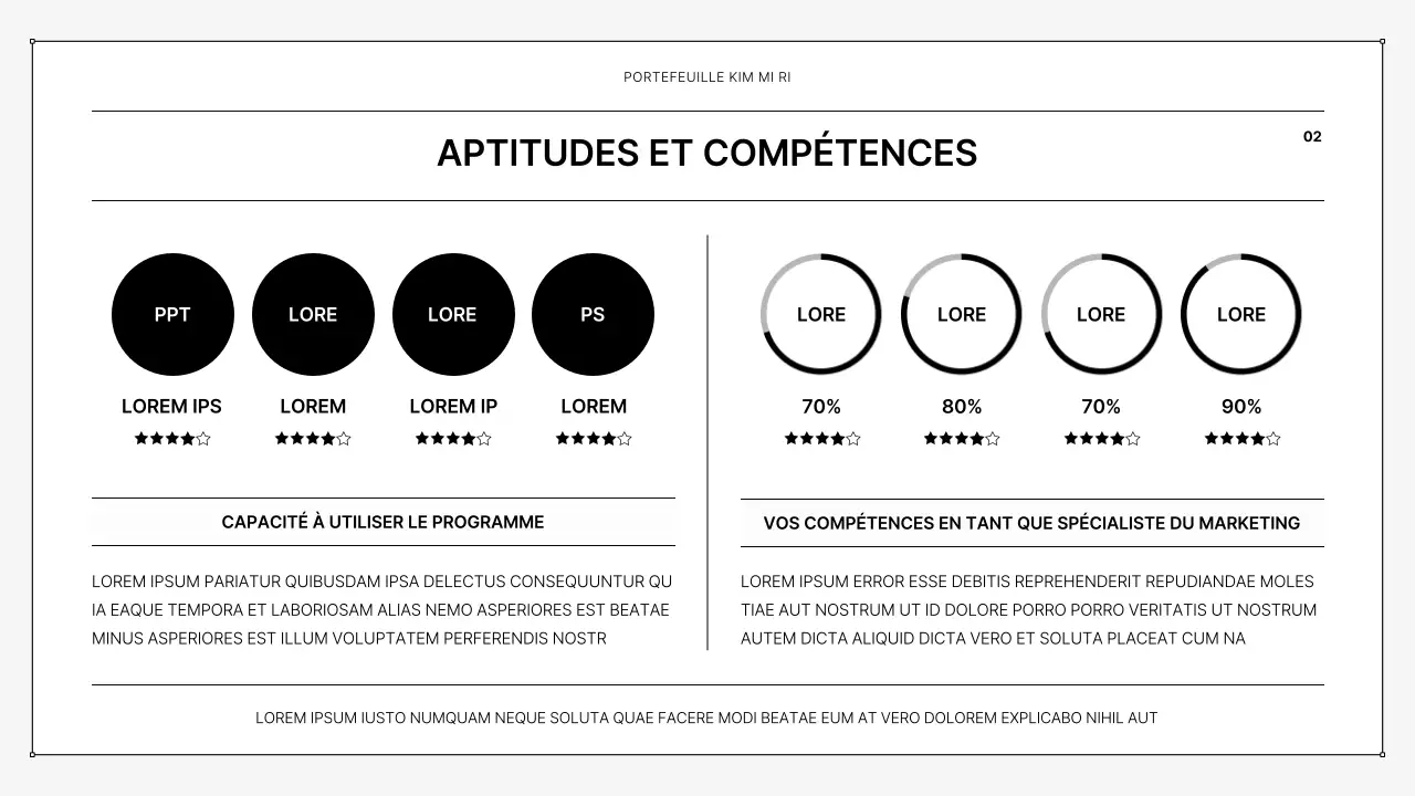 Un portfolio imprimable simple en noir et blanc