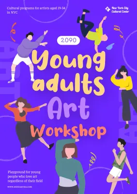 Purple Trendy Art Workshop Poster