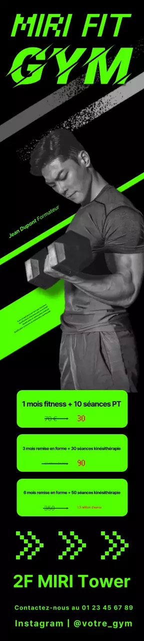 Affiches et bannières des entraîneurs de gymnastique aux couleurs fluo et au rythme soutenu