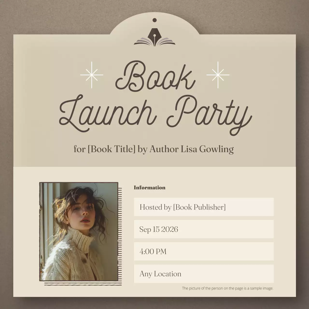 Beige Classic Book Event Invitation Social Media Post
