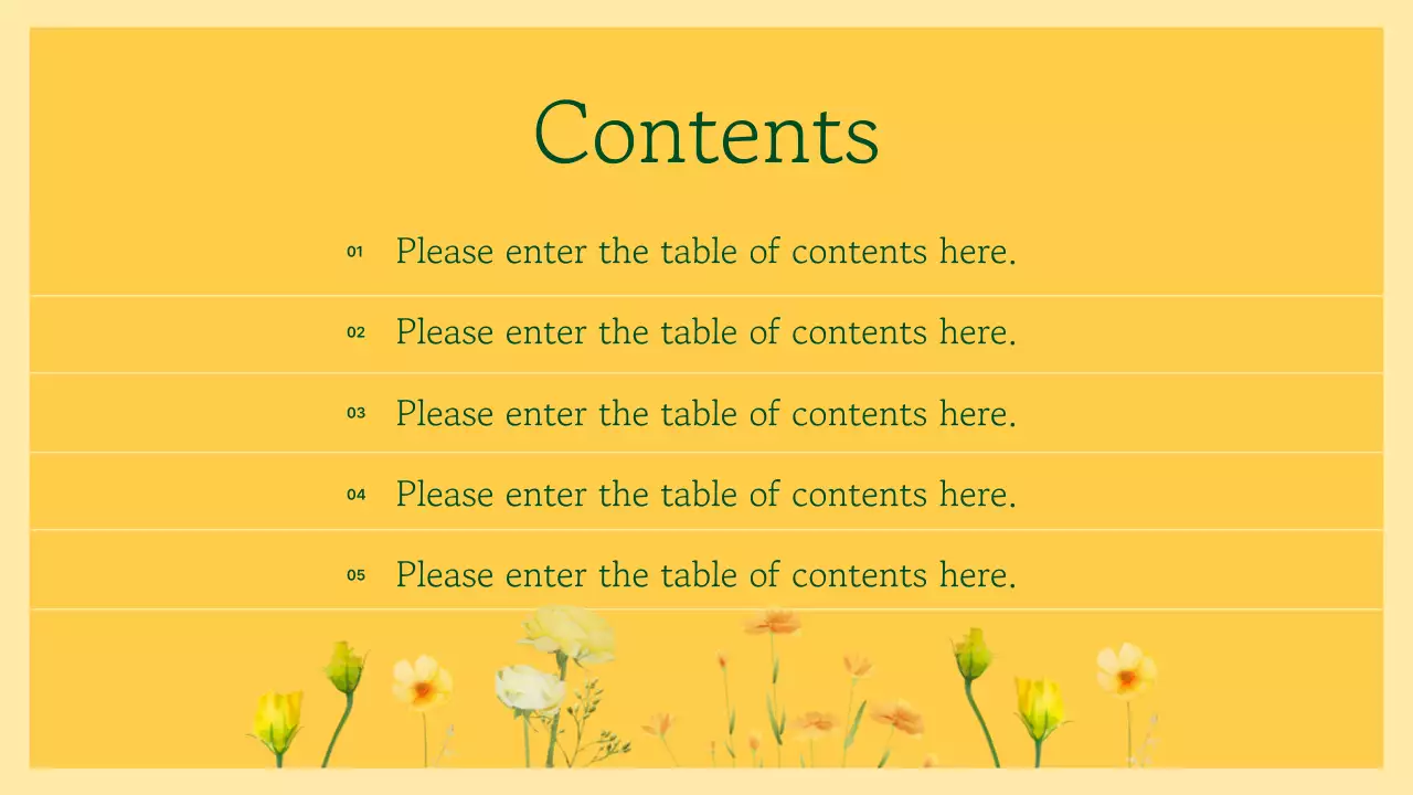 노란색 꽃 꽃 프레젠테이션