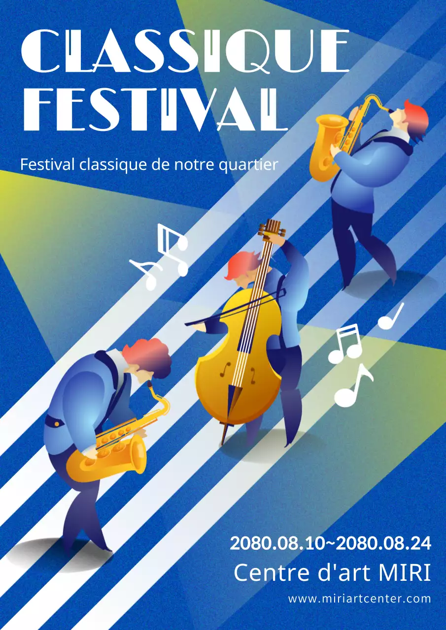 Promouvoir le festival municipal classique avec une touche de bleu et de blanc