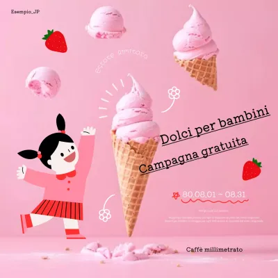 Graziosa caffetteria rosa Pubblicità gratuita per il dessert con i bambini.