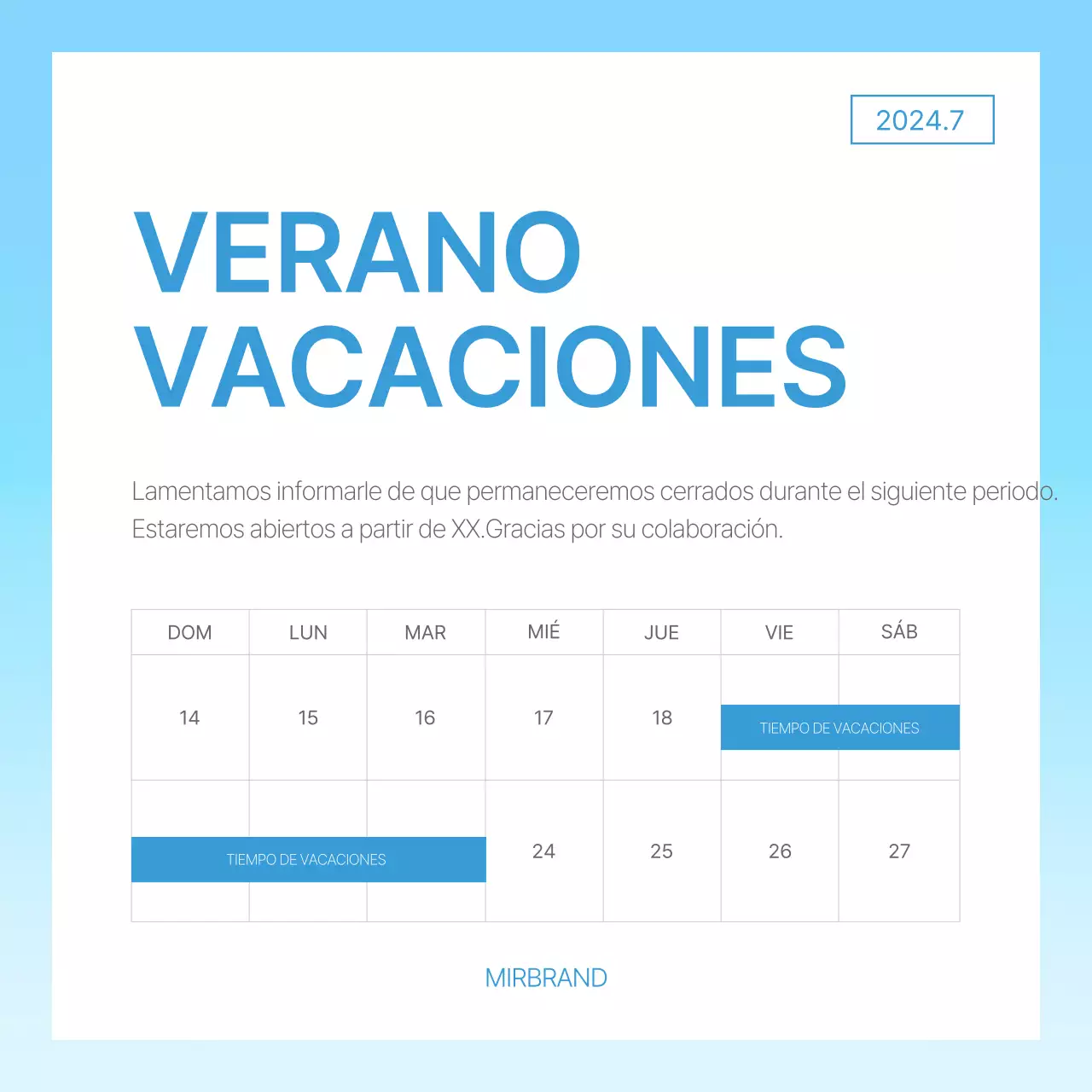 Guía de vacaciones Blue Simple.