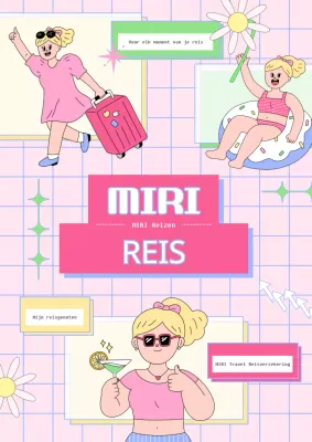 Trendy advertentie voor reisverzekering in geel en roze