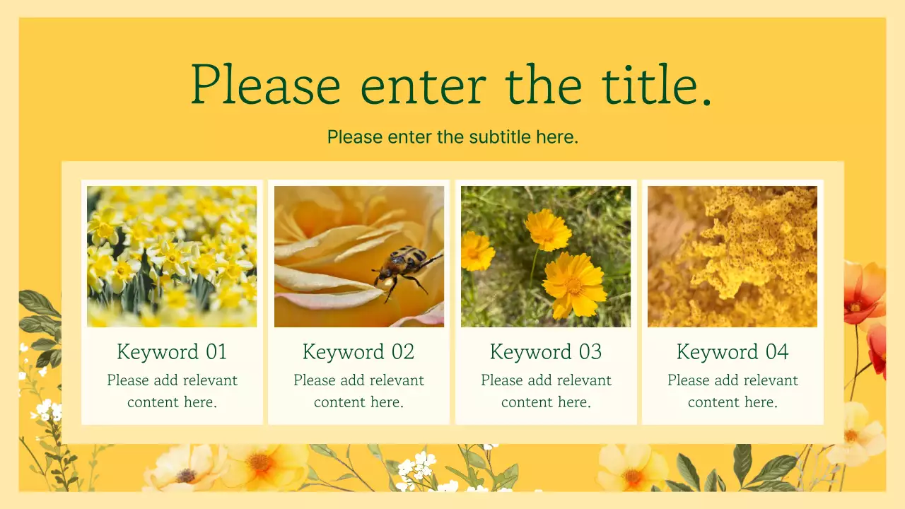 노란색 꽃 꽃 프레젠테이션