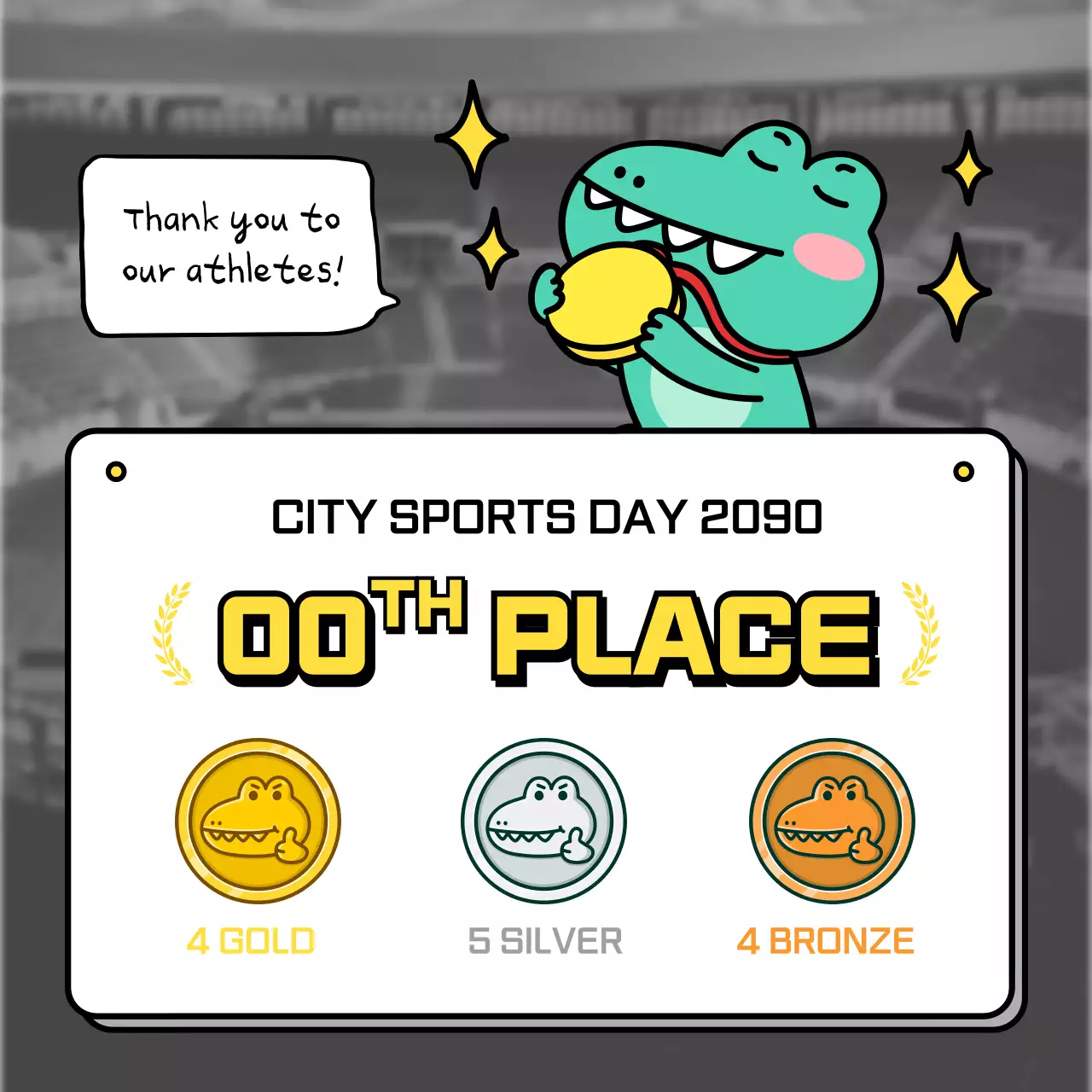 Green Comic Sports Announcement Social Media Post