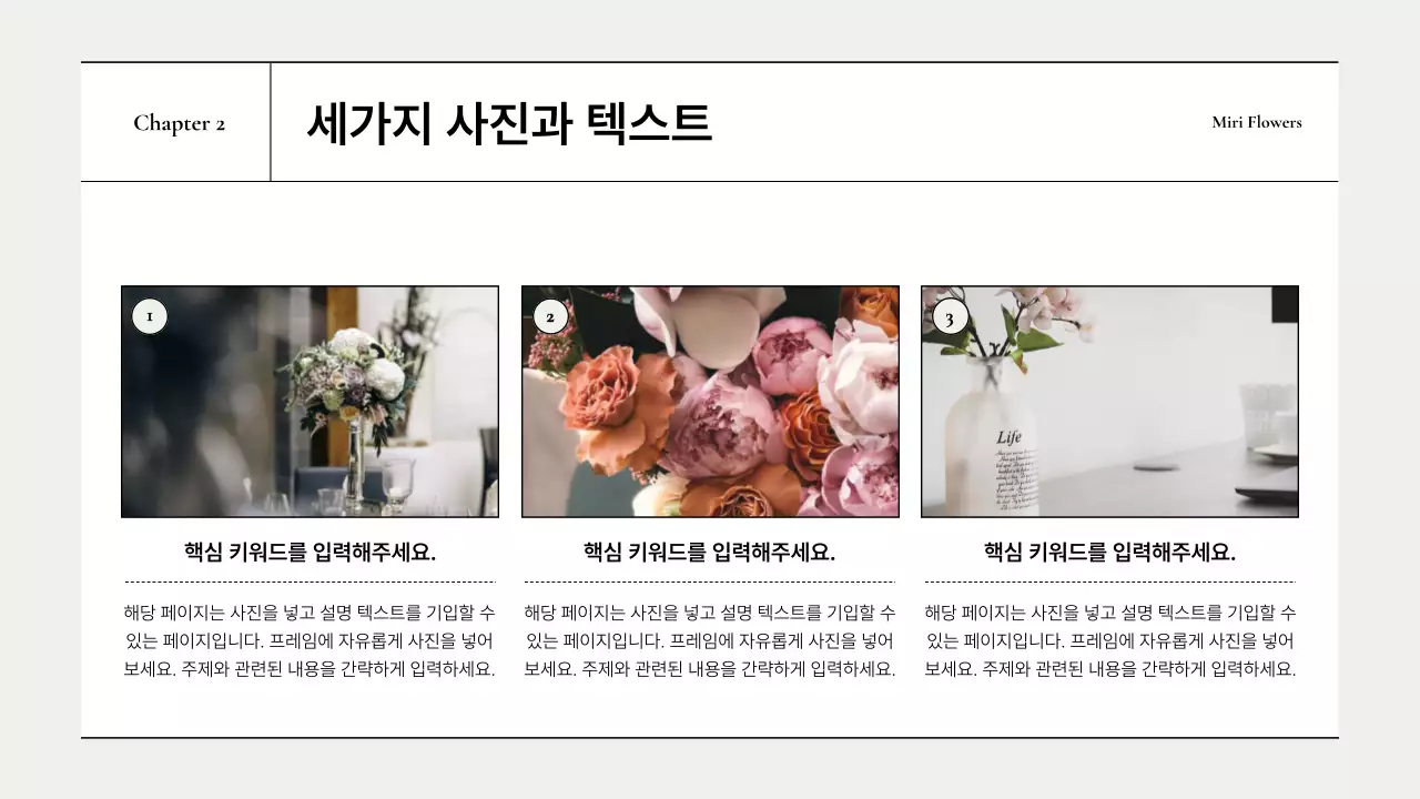 초록색의 심플한 장미꽃 일러스트가 있는 브랜드 소개서