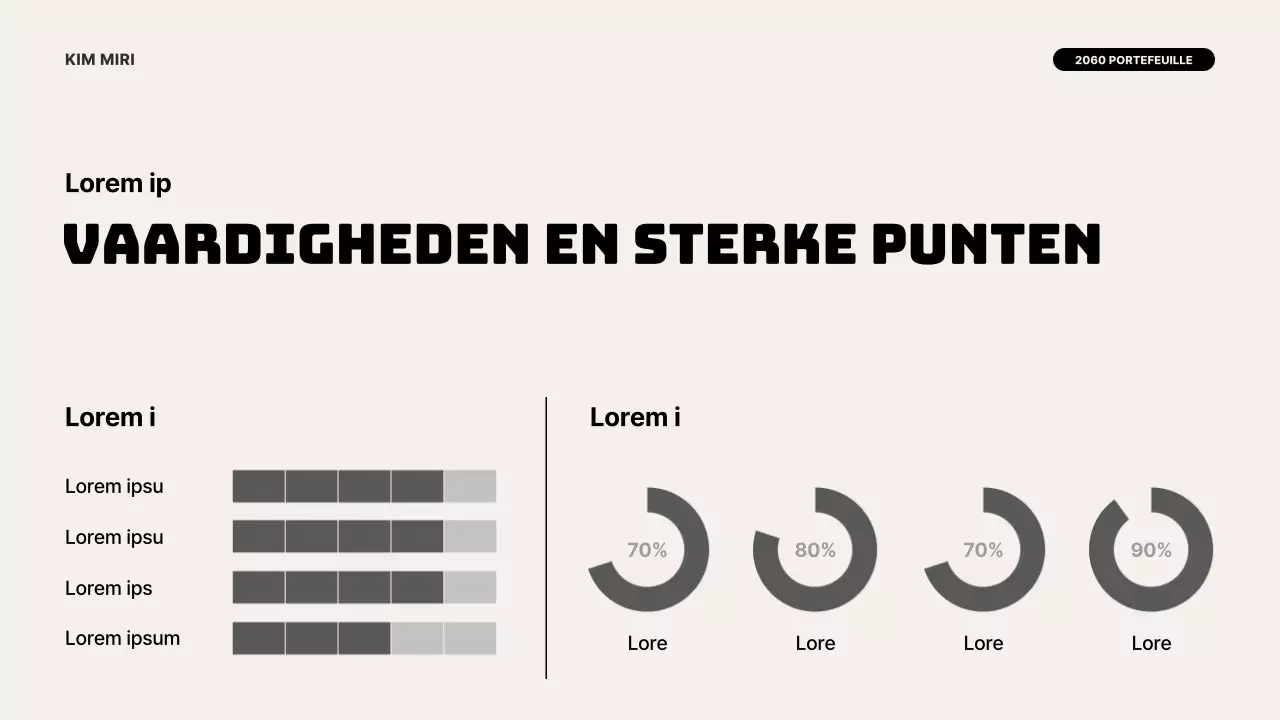 Een moderne portfolio introductie in ivoor en zwart
