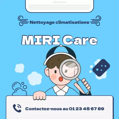 Publicité simple pour le nettoyage des climatiseurs en bleu et blanc