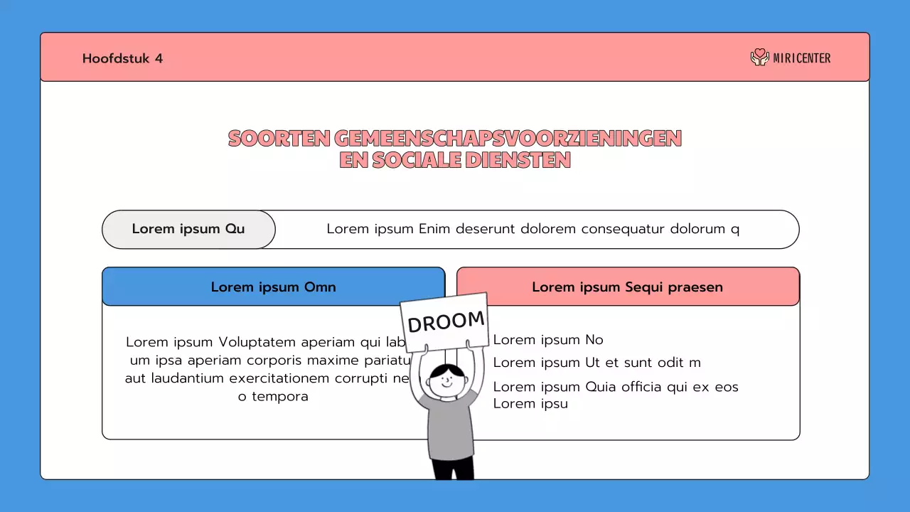 Een schattige blauw met roze introductie voor de community service