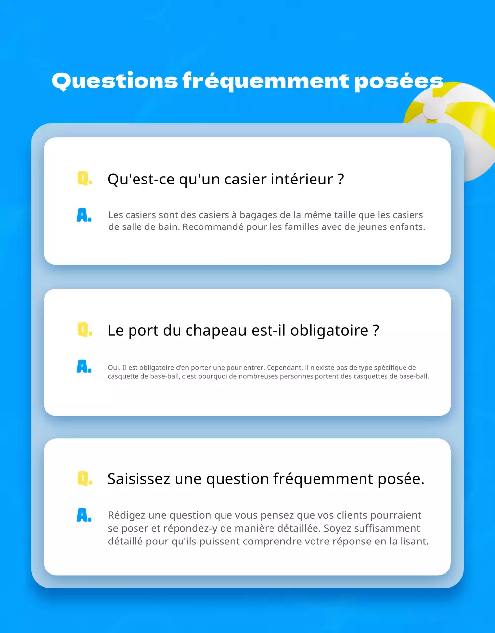 Publicité pour un magasin de loisirs avec des accents bleus et jaunes