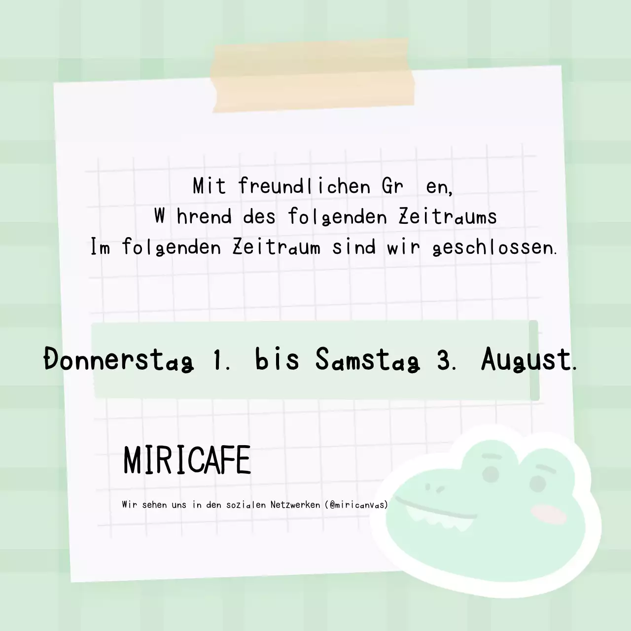 Niedliche Urlaubsnachrichten in Grün