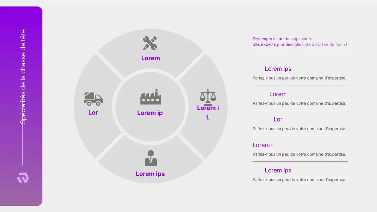 Proposition moderne de chasseur de têtes en RH, en violet et blanc