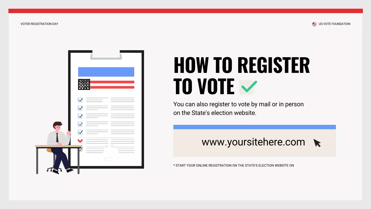Red Simple Voter Registration Guide Presentation