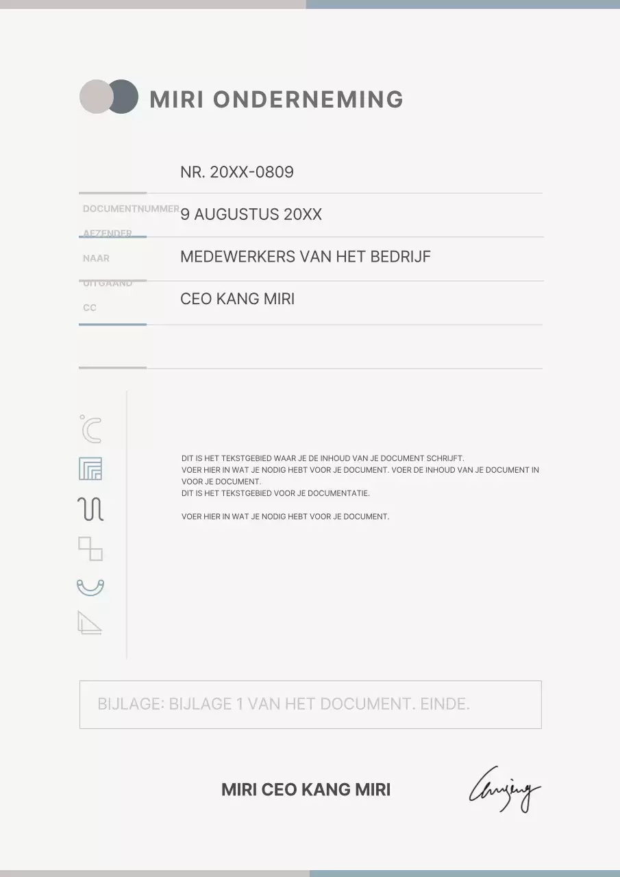 Een eenvoudig zakelijk briefpapierpakket in lichtblauw en beige