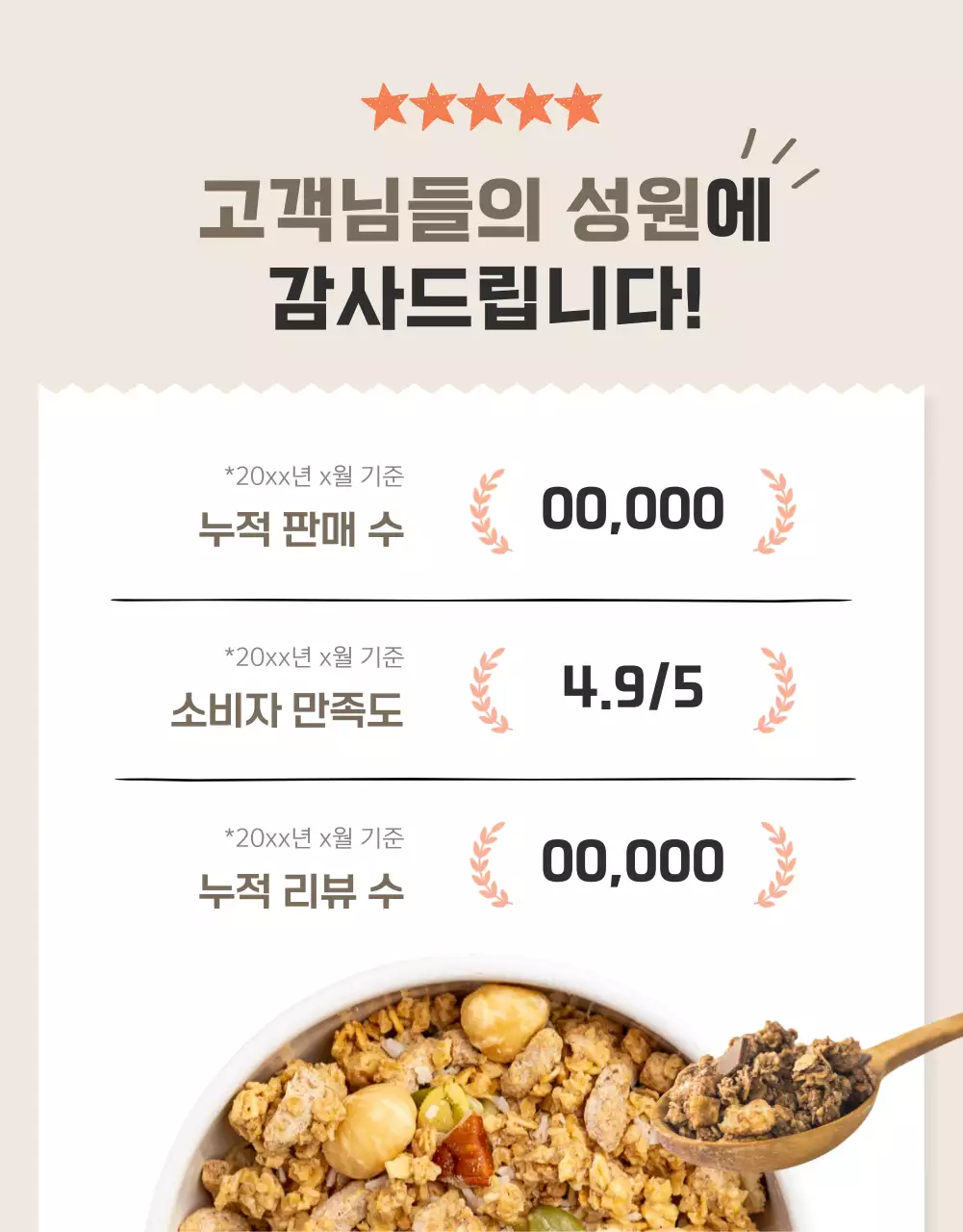 갈색과 베이지의 기본적인 그래놀라 인트로 설명 홍보