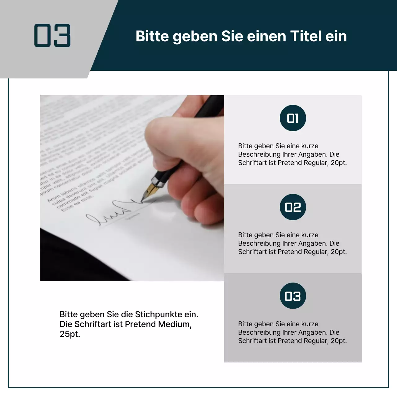 Ein einfaches Geschäftsanschreiben in Marineblau und Grau