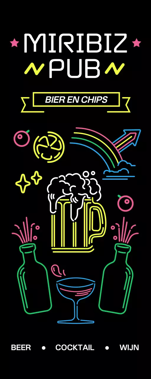 Een pub vol neonreclame