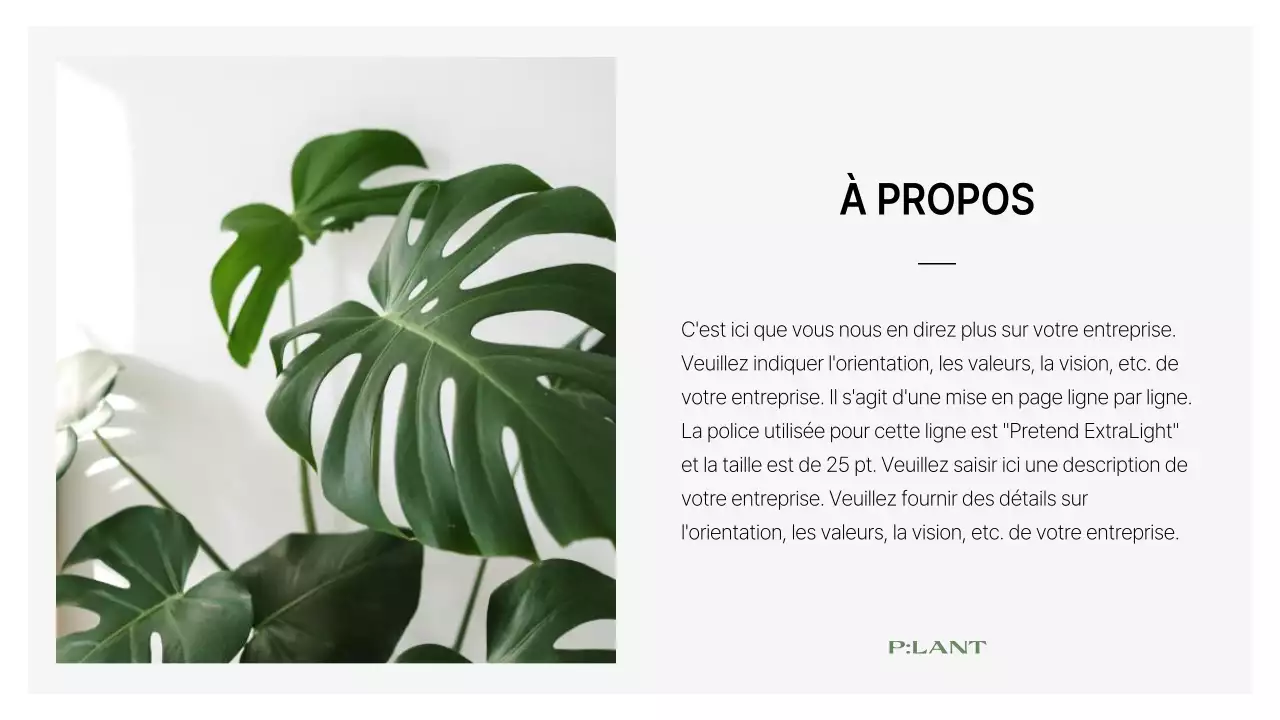 Un profil d'entreprise simple, à l'image de la marque, en vert et blanc