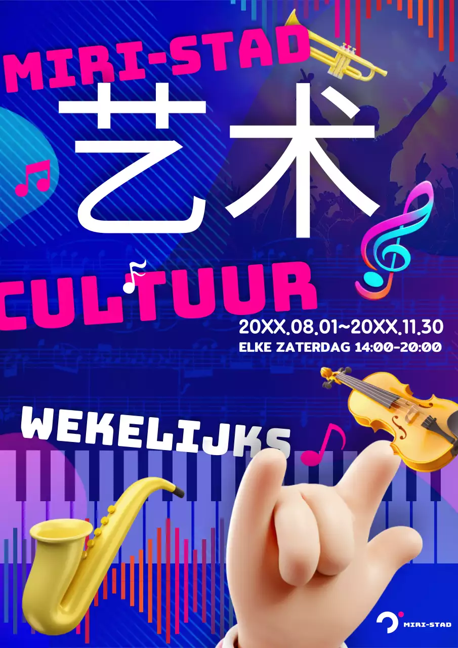 Promoot een pop-art concert in hot pink en blauw