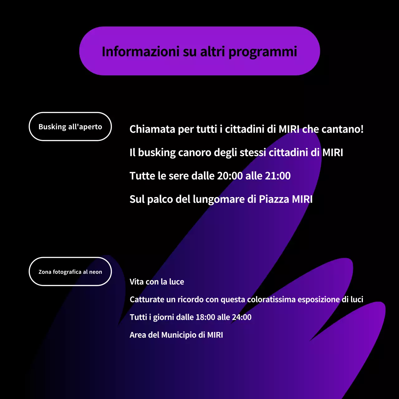 Annuncio di una proiezione kitsch all'aperto di Viola e nero