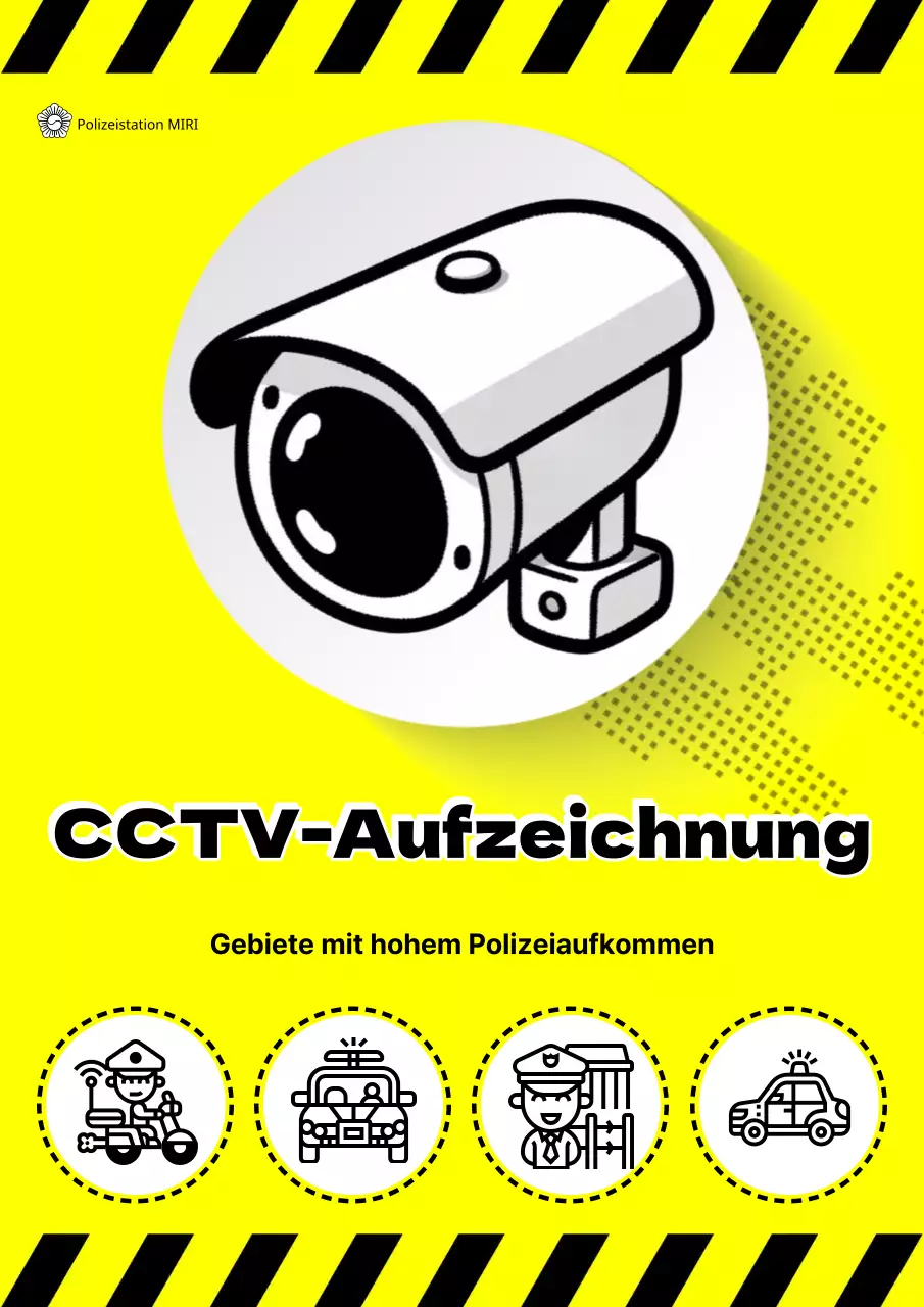 Werbung für CCTV-Aufnahmen mit Pop-Art in Gelb und Schwarz