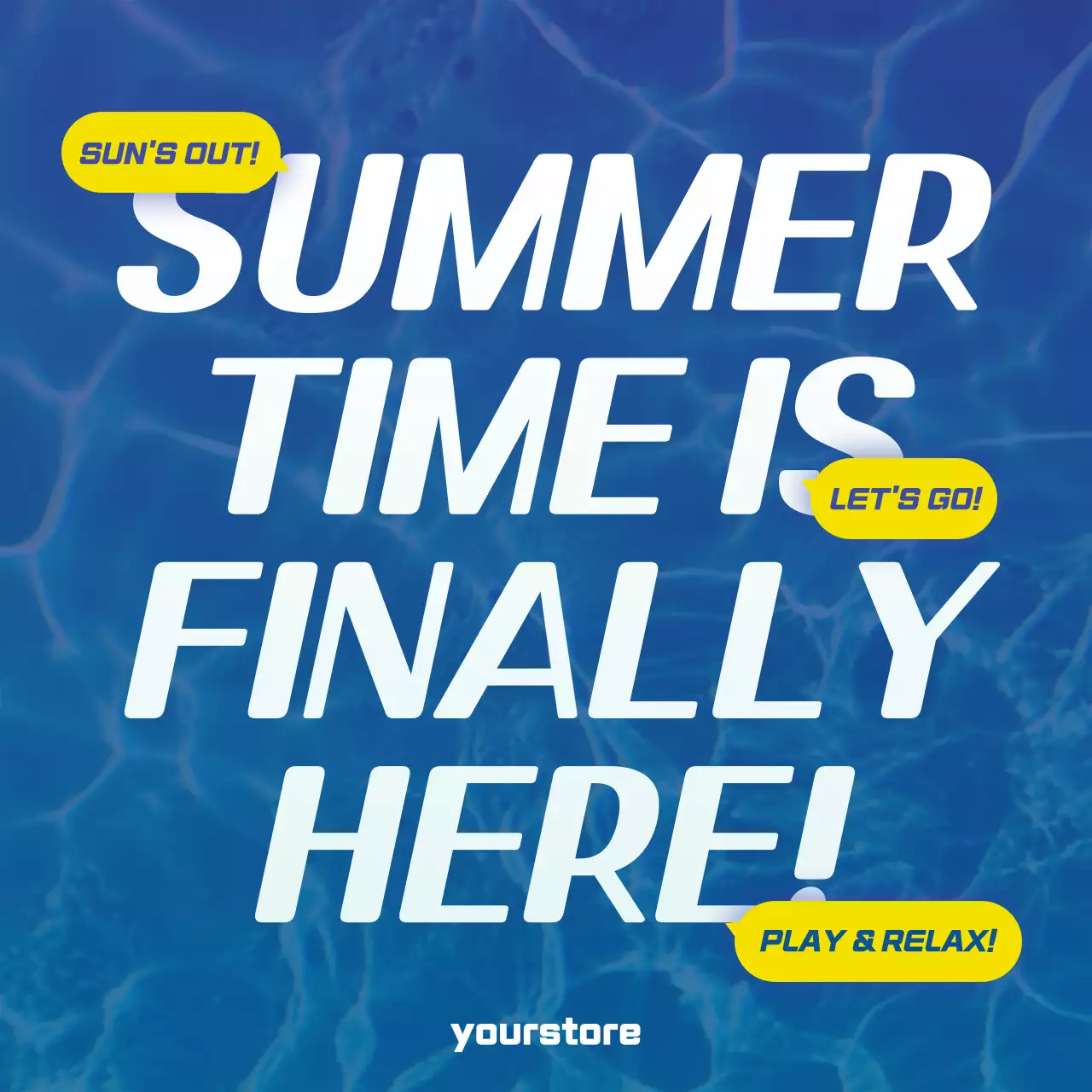 Summer greetings post with yellow highlights on blue