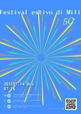 Promuovere un festival estivo con un concetto semplice e colorato con fuochi d'artificio blu