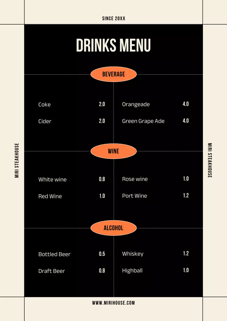 Orange Elegant Restaurant Menu