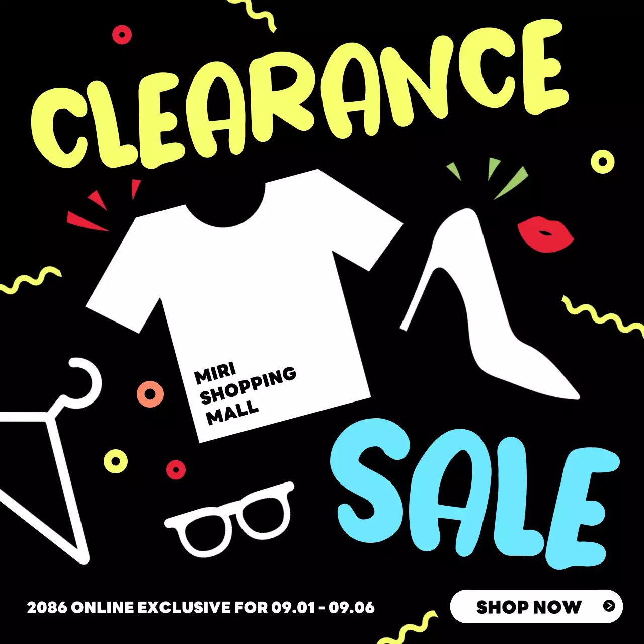 Black Trendy Clearance Promotion Social Media Post
