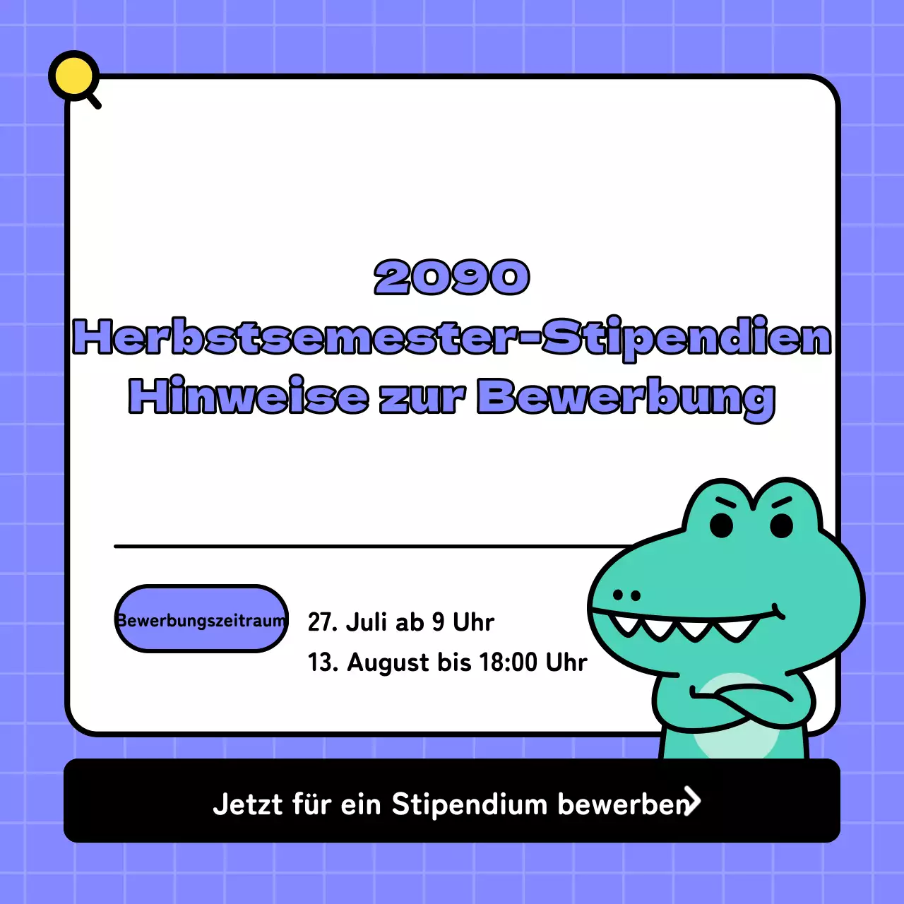 Werbung für ein kitschiges grün-lila Stipendienprogramm