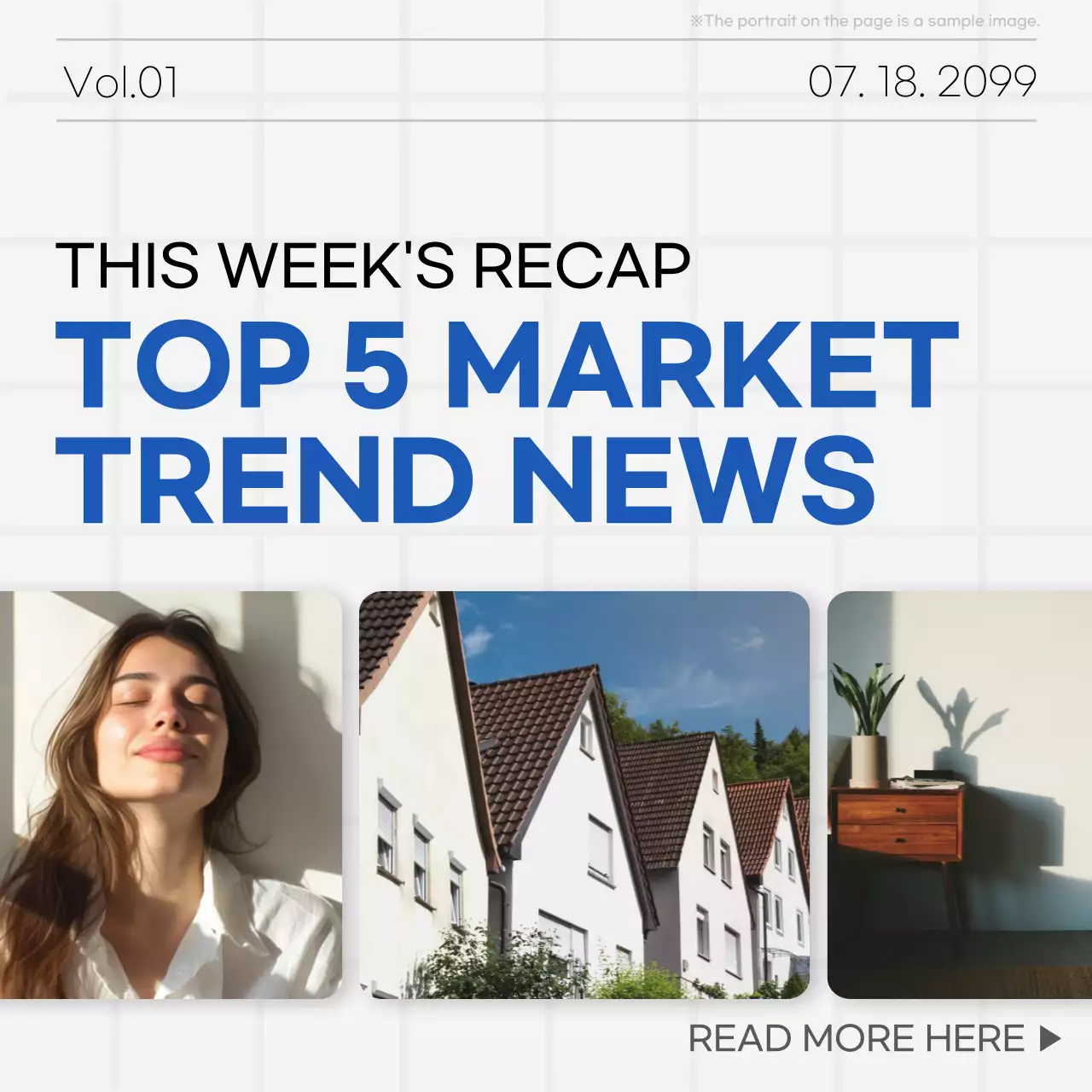 Blue Modern Market Newsletter Social Media Post