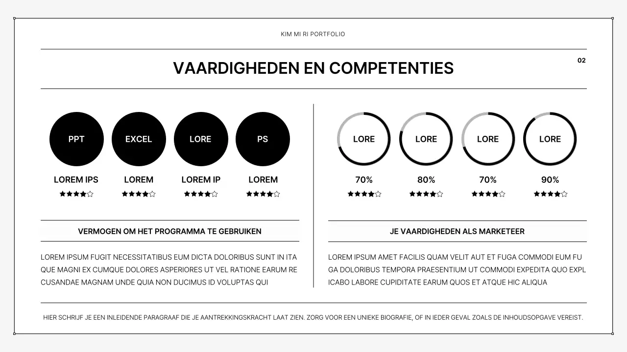 Een eenvoudige printbare portfolio in zwart-wit