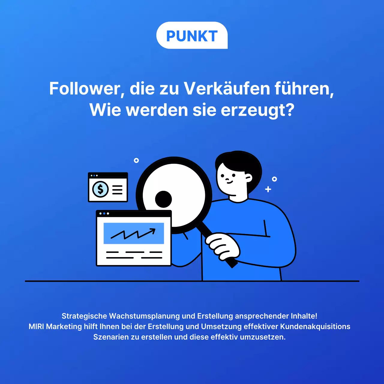 Einfache Marketinganzeige einer Social-Media-Agentur in Blau