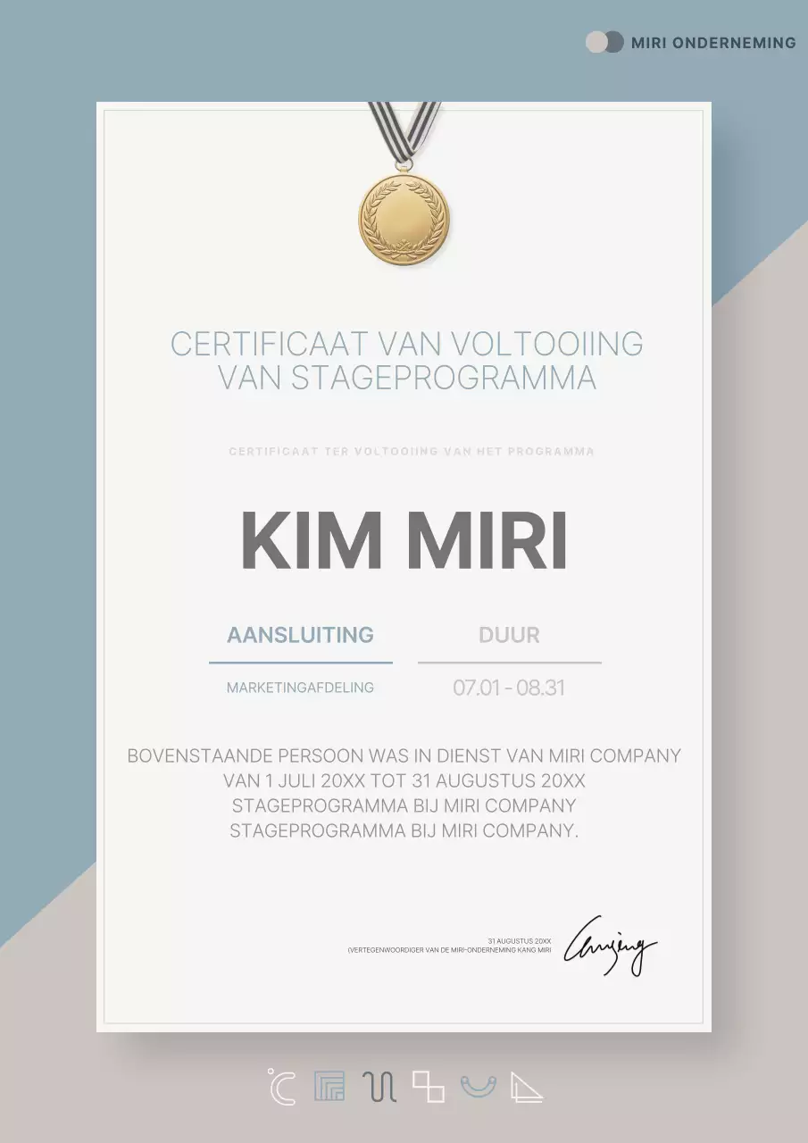 Een eenvoudig zakelijk briefpapierpakket in lichtblauw en beige