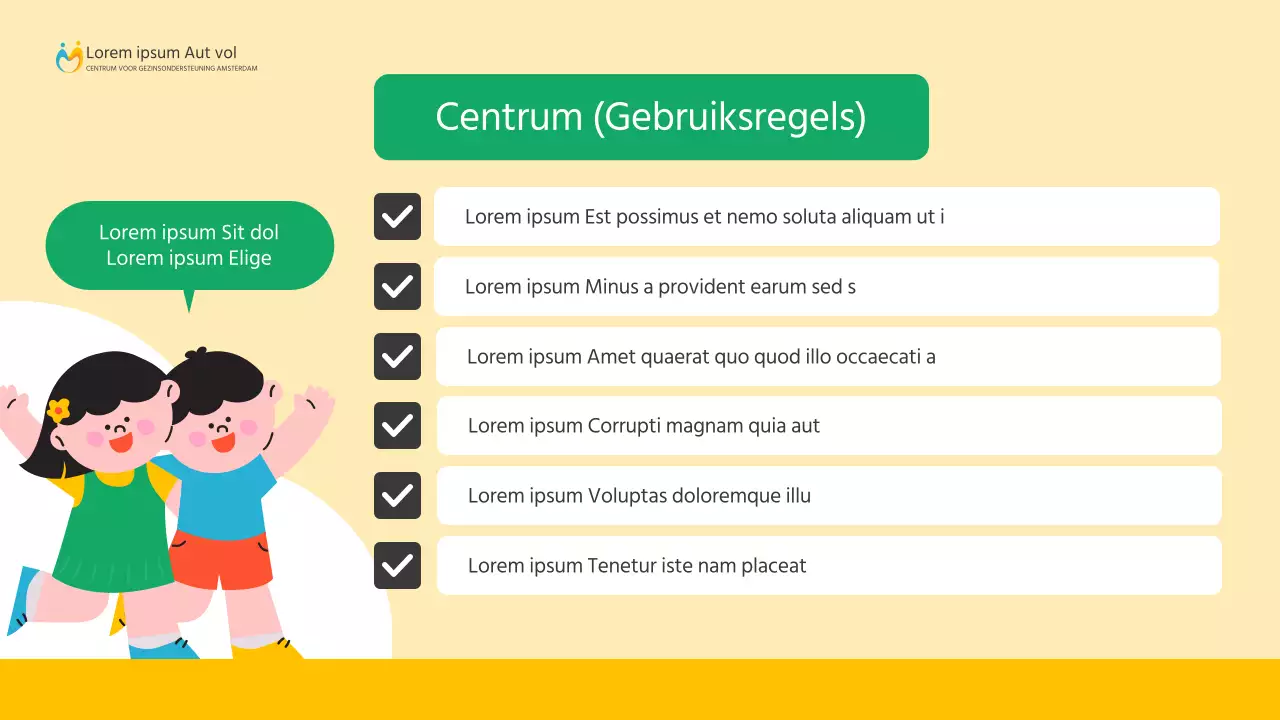 Een eenvoudige gele en groene thuisondersteuningsgids