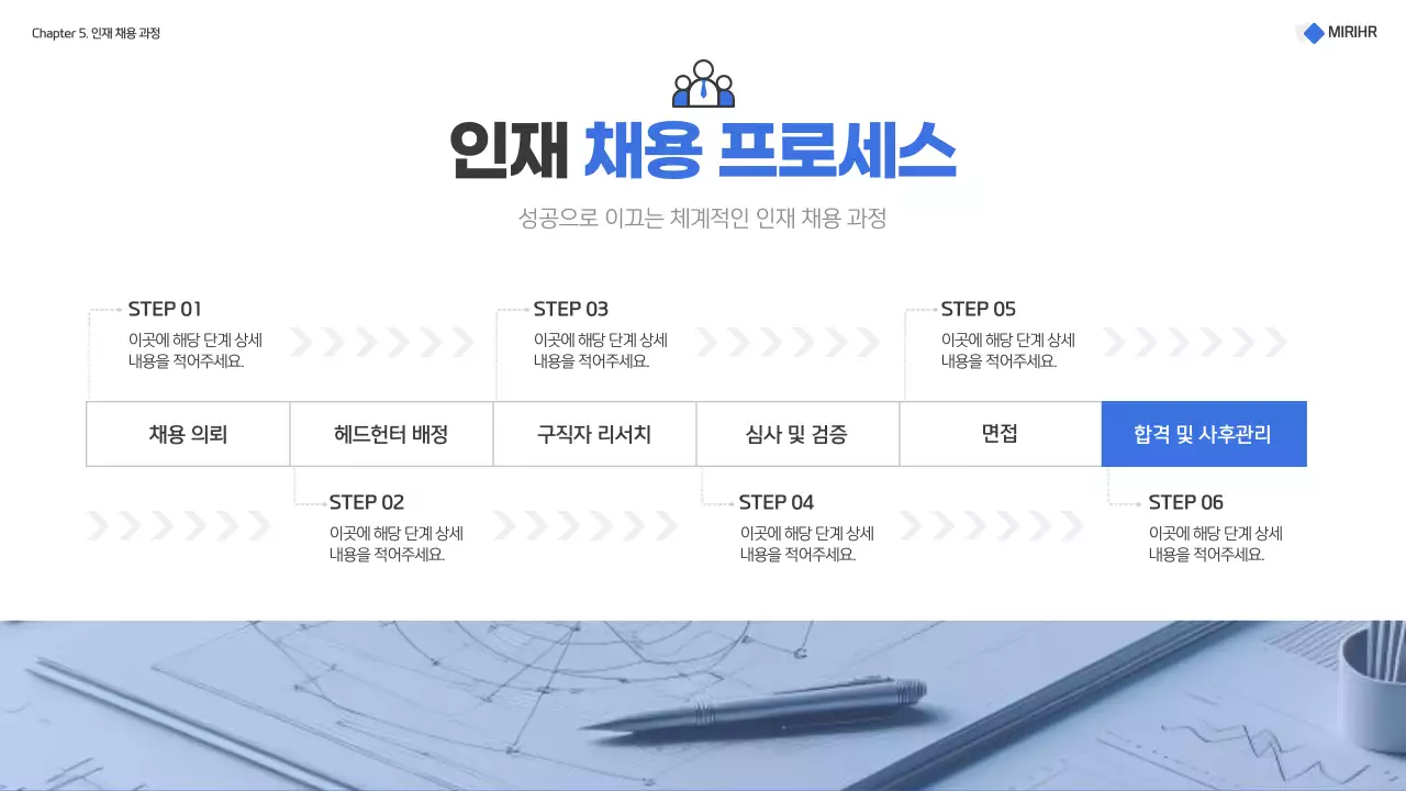 파랑과 흰색의 모던한 헤드헌팅 서비스 제안서