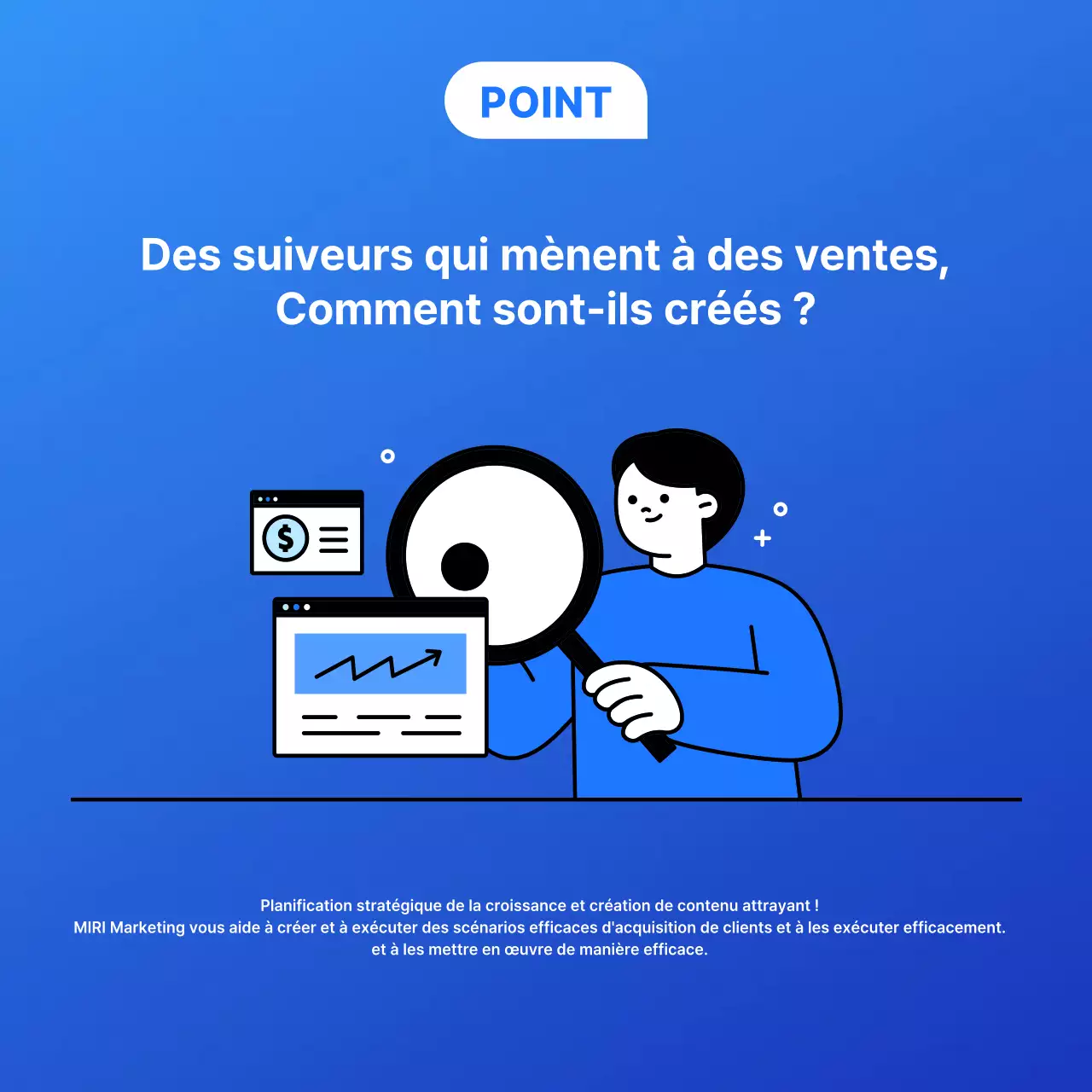 Annonce marketing simple d'une agence de médias sociaux en bleu