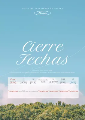 Emotivo y sencillo concepto de carta de vacaciones en azul